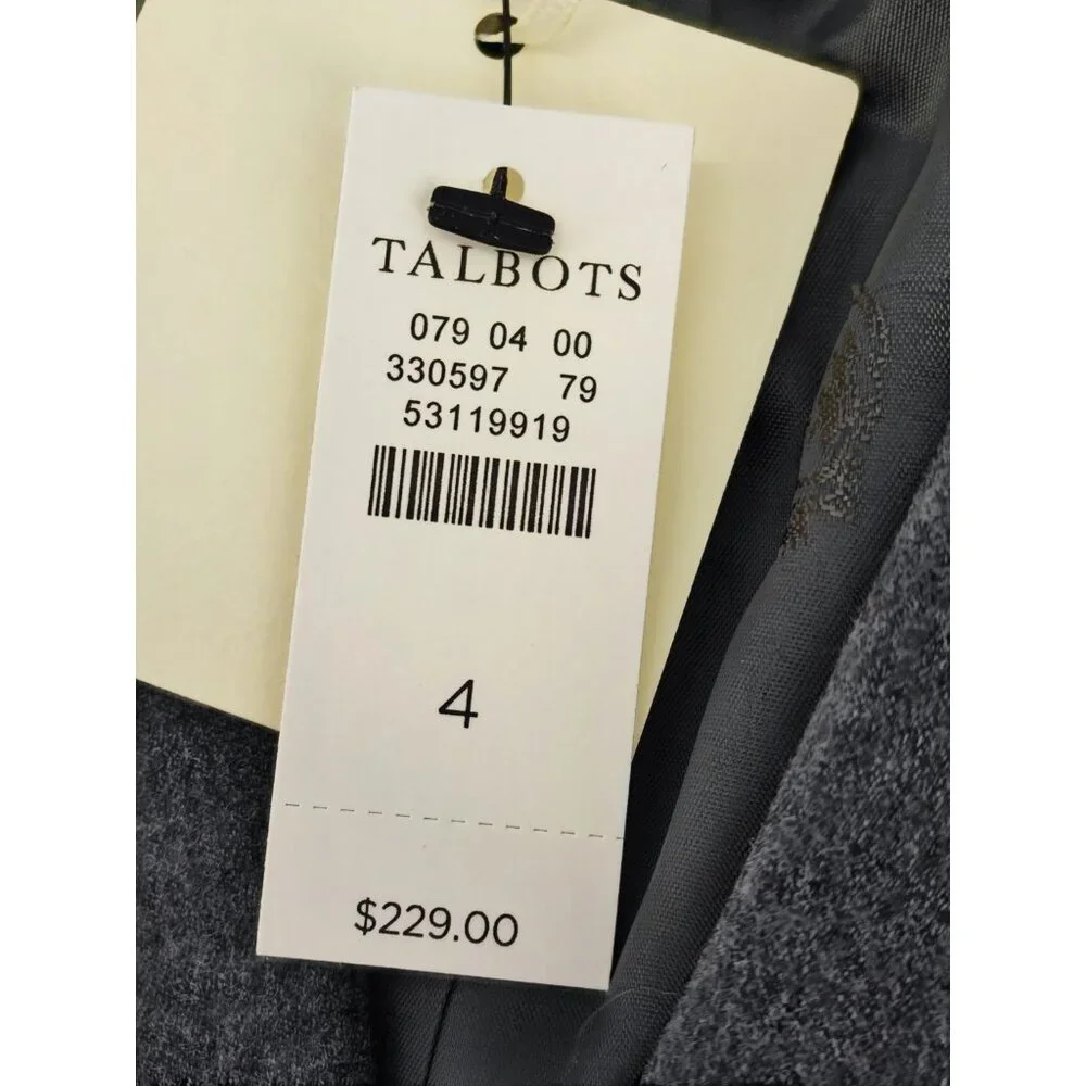 Talbots Women’s Size 4 Blazer Gray Wool Single Breasted Career Business Jacket
